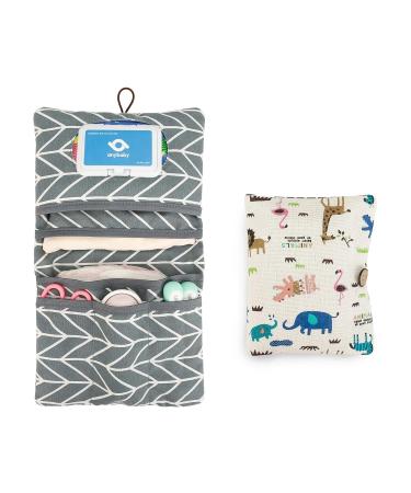 AVH Enterprise diaper bag for on the go for boys and girls - organizer 2 in 1 - small diaper bag with a lot of space (colorful animals)