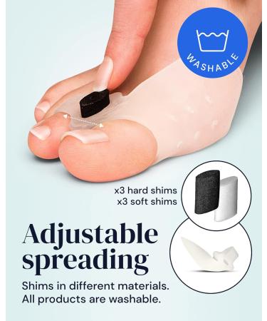 YOGAMEDIC Bunion Corrector & Toe Separator with Adjustable Gel-Pad - 6Pcs Set for Hallux Valgus Support - Soft Silicone Protector for Overlapping Toes - Unisex, Transparent - Buy Online on GoSupps.com