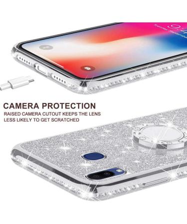Uposao Samsung Galaxy M20 Case - 360 Ring Stand Glitter Bling Rhinestone TPU Silicone Clear Shell Girls Protective Cover - Buy Online on GoSupps.com