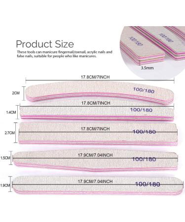 FANDAMEI Nail Files 100/180 - 10 Pcs Set for Natural and Acrylic Nails - Professional Manicure & Pedicure Kit - 10 Count - Buy Online on GoSupps.com