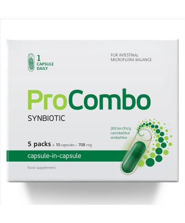 ProCombo Pr biotic & Pr biotic for Gut Health 200 Billion CFU 50 Capsules Pack of 5 - Buy Online on GoSupps.com