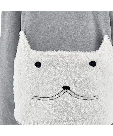 Cat Dog Kanguru Hoodie | Plush Animal Ear Sweatshirt for Cat Lovers - Cozy Gray Pullover with Paw Print Bag - Buy Online on GoSupps.com