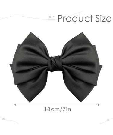 Bow Hair Clip Hair Bows for Women Big Bowknot Hairpin French Hair Clips with Ribbon Solid Color Hair Barrette Clips Soft Satin Silky Hair Bows for Women Girls(Black-1PC) - Buy Online on GoSupps.com