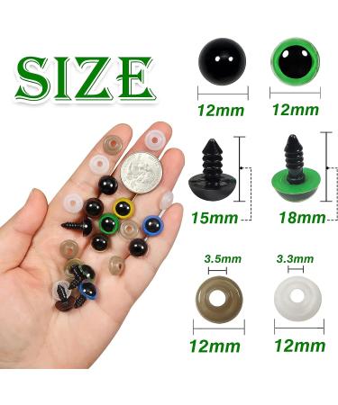 TOAOB 140pcs 12mm Colorful Plastic Safety Eyes with Washers - Ideal for Stuffed Animals, Amigurumis, Crochet Bears, Dolls - Buy Online on GoSupps.com