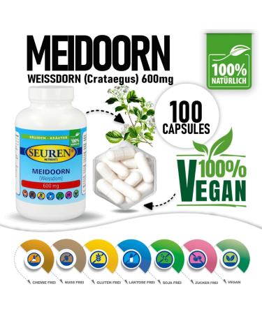 Seuren Nutrients Hawthorn 600 mg - 100 Capsules - Buy Online on GoSupps.com