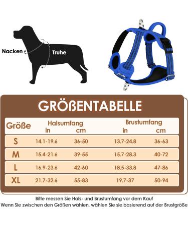 Eyin Dog Harness for Large Dogs - Adjustable Breathable Reflective & Padded - Front Handle for Training (Light Blue L: Neck 42-60cm Chest 47-86cm) - Buy Online on GoSupps.com
