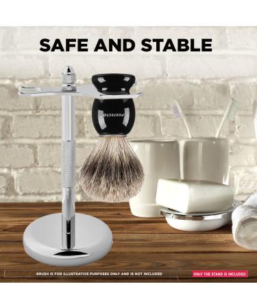 Perfecto Deluxe Chrome Razor and Brush Stand - Prolong Your Shaving Brush's Life - Buy Online on GoSupps.com