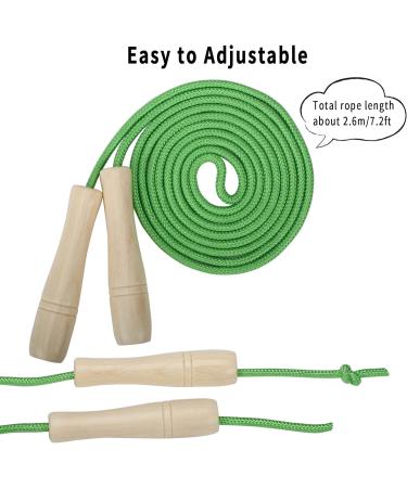 Adjustable 270cm Kids Jump Rope - Wooden Handle & Cotton Rope for Boys & Girls - Green Fitness Spring Rope - Buy Online on GoSupps.com