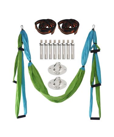 Ehuihuan aerial yoga towel for hanging yoga hammock yoga swing aerial yoga band yoga swing strap aerial yoga hammock silk yoga belt for stretching anti -gravity blue green