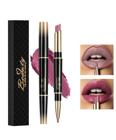 HOUSN 2 in 1 Double-end Lip Liner Pencil Matte Lipstick Pen Long-lasting Lip Liner Contour Makeup Lipsticks Non-Stick Cup Not Fade Lip Liner For Girls and Women Gift(01#Violet)