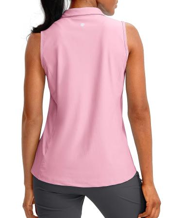 G Gradual Women's Sleeveless Golf Polo Shirt - Pink Large | Quick Dry Collared Tank Top for Tennis | V-Neck Women's Polo - Buy Online on GoSupps.com
