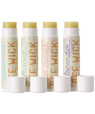 Bee Wick Lip Balm- 4 pack- Hemp Lip Balm made with beeswax and hemp seed oil (Assorted (Pack of 4))