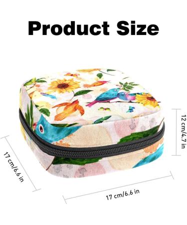 GIAPB Period Bag - Sanitary Napkin Storage & Travel Makeup Bag - Bird Sunflower Flowers Design - Buy Online on GoSupps.com