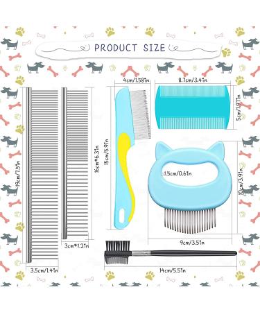 Cat Grooming Combs Set - Stainless Steel Double Sided Pet Comb for Tear Stain Removal and Massage | 7 Pieces Pet Supplies for Cats and Puppies - Buy Online on GoSupps.com