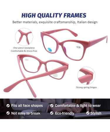 DOOViC 4-Pack Blue Light Blocking Reading Glasses for Women - Anti Eyestrain Classic Style Spring Hinge 1.75 Strength 4 Colors - Buy Online on GoSupps.com