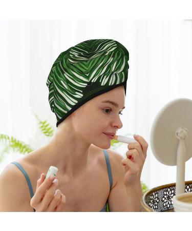 Buy Lush Green Palm Leaves Coral Velvet Dry Hair Cap Anti-Frizz Perfect for Curly & Thick Hair | International Shipping Available - Buy Online on GoSupps.com