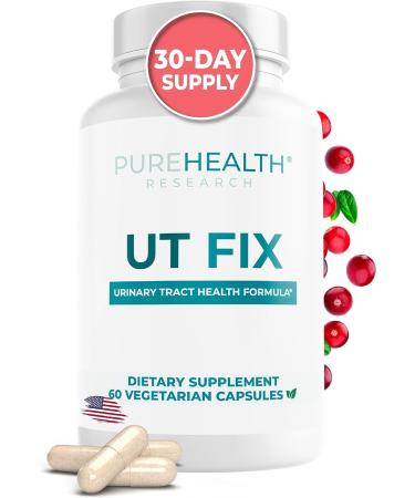 PUREHEALTH RESEARCH UTIFIX D Mannose with Cranberry Long-Term Supplement - D-Mannose for UTI 1000mg Capsules + 300mg Cranberry Extract + Propolis for Urinary Tract Health for Women and Men, 60ct 1 Bottle