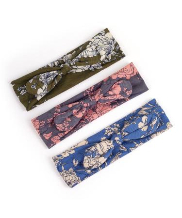 Boho Cloth Headbands for Women - 3 Pack of Knotted Head Bands - Non Slip Hairbands for Workout - Elastic Bandana Hair Accessories - Buy Online on GoSupps.com