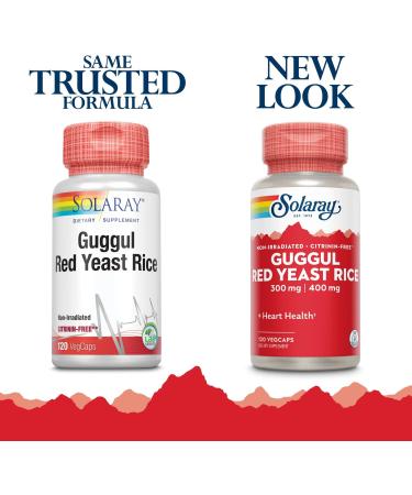 SOLARAY Guggul Gum Extract & Red Yeast Rice 120ct - Cardiovascular Support | Chinese & Ayurvedic Combo - Buy Online on GoSupps.com