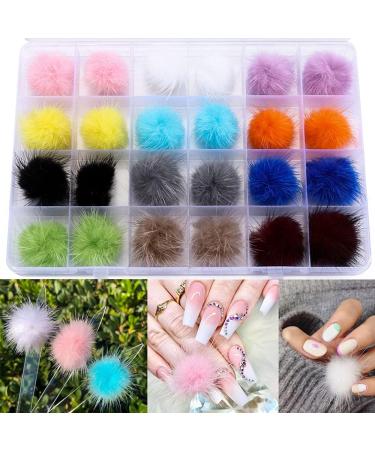 12 Colors Mixed Detachable Nail Art Decortaions 3D Charms Nail Poms Decorate Nail Art DIY Fluffy Plush Ball for Nail Magnetic Nail Pom Poms - Buy Online on GoSupps.com