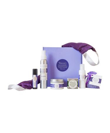 Victoria's Lavender Luxury Gift Basket for Women - Neck Wrap  Body Mist  Hand & Body Lotion  Lip Balm  Soy Candle  Mud Spa Bar & Lavender Sachet  Skin Care Sets & Kits  Beauty Products For Women