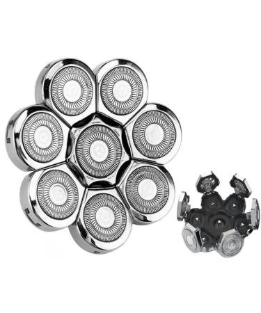 COZERI COZERI Men's Bald Razor 8D Wet and Dry Replacement Head Self-Sharpening Blades Efficient Shaving Silver