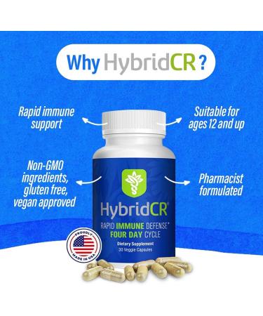 HybridCR Rapid Immune Boost Defense | 5-In-1 Immune Support Supplement with Zinc, Echinacea, Andrographis, Ginseng, Selenium | Pharmacist Formulated | 30 Veggie Caps - Buy Online on GoSupps.com