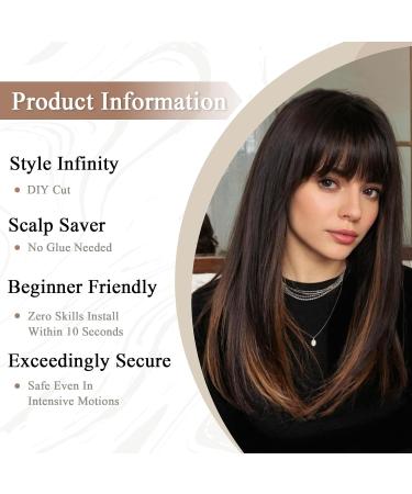 Long Black Wigs for Women - Shoulder Length Mixed Blonde with Bangs | Natural Synthetic Hair Replacement for Daily & Party Use - Style 2078-1 - Buy Online on GoSupps.com