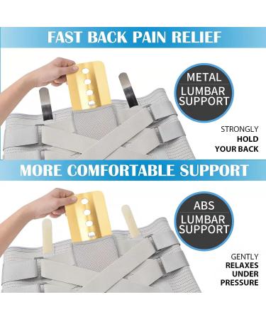 EGjoey Lower Back Brace for Herniated Disc & Sciatica Relief - Removable Stays, 2 Hardness Sets - Grey, Large - Buy Online on GoSupps.com