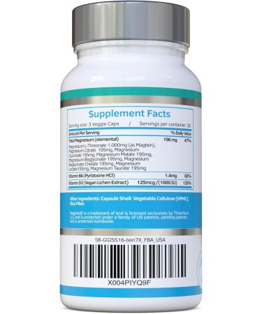 Magnesium L-Threonate Complex 7-in-1 with 1000mg of Magtein Plus Magnesium as Bisglycinate Taurate Citrate Gluconate Malate & Lactate - Supports Sleep - Vegan US Made and No Artificial Nasties - Buy Online on GoSupps.com
