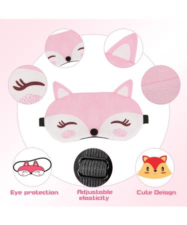 Cute Fox Eye Mask for Sleeping | Soft & Lightweight Sleep Mask for Travel | Pressure Relief Blindfold for Men & Women (Pink - Buy Online on GoSupps.com