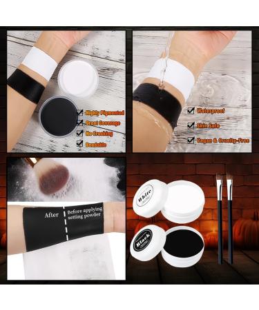  Nepturion Halloween Makeup Halloween Face Makeup Black and White Body Colors (50g) and White (50g) with 2 Brushes Face Paint for Theatre Makeup for - Buy Online on GoSupps.com