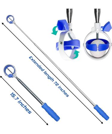 Telescopic Golf Ball Retriever with Spring Release Head - Blue 9ft | Locking Clip, Grabber Tool, Golf Accessories - Perfect Gift for Men - Buy Online on GoSupps.com
