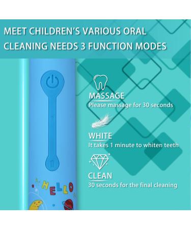7AM2M Kids Electric Toothbrush with 4 Brush Heads | 3 Modes, IPX7 Waterproof, Smart Timer | Ages 3+ (Blue) - Buy Online on GoSupps.com