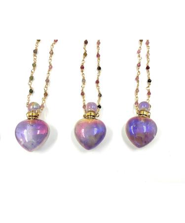 ANGEL AURA Heart-Shaped Perfume Bottle Necklace | 14k Gold Plated Tourmaline Chain | Ideal for Perfume & Essential Oils - Buy Online on GoSupps.com