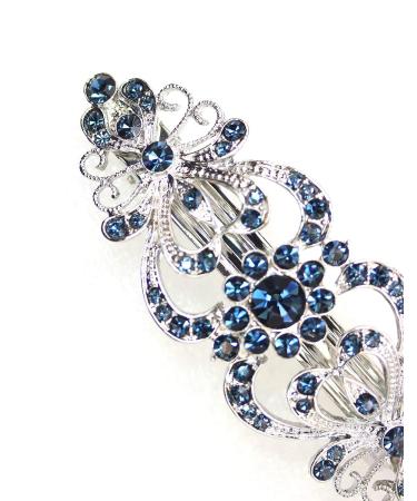 Faship Navy Blue Crystal Hearts & Floral Hair Barrette - Stunning Accessory - Buy Online on GoSupps.com