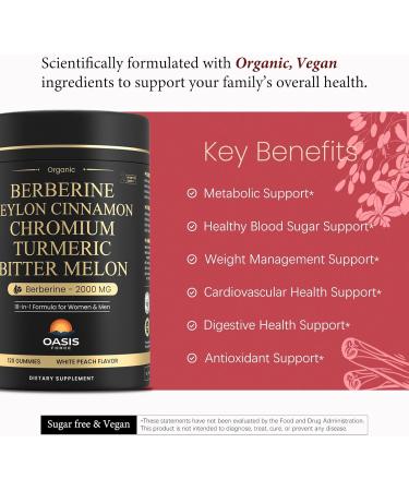 2000mg Berberine Gummies Supplement Berberine HCl with Ceylon Cinnamon Chromium Organic Milk Thistle for Women & Men Metabolism Support AMPK Metabolic Activator Sugar Free Vegan 60 Day Supply - Buy Online on GoSupps.com
