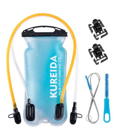 KUREIDA Dual Hydration Bladder 2 Liter Water Bladder for Hiking Backpack Leak Proof Water Reservoir for Hydration Pack BPA Free Carry Water and Electrolytes TPU Material