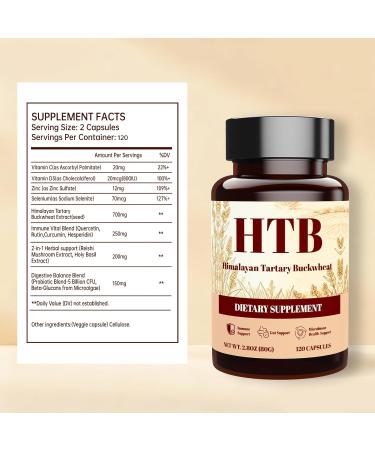Immune Support Supplement - Himalayan Tartary Buckwheat Capsules Advanced Cellular Health Complex for Digestive Support 120 Vegan Capsules - Buy Online on GoSupps.com