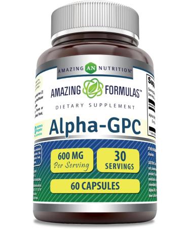 Amazing Formulas Alpha GPC 600mg Supplement - Non-GMO Gluten-Free Made in USA | 60 Capsules for Enhanced Cognitive Support - Buy Online on GoSupps.com
