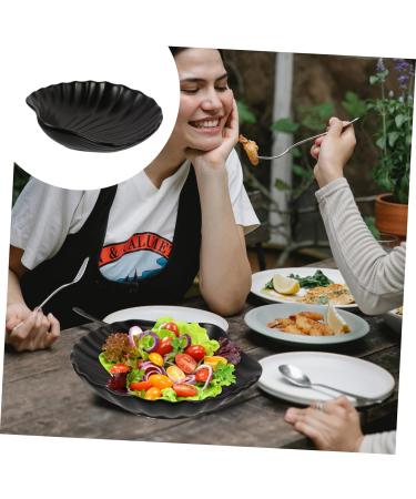 BESTonZON Salad Plate Decor for Kitchen Decoration for Living Room Shell Shaped Plate Home Decor Plate Kids Food containers White Salad Bowls Serving Bowl Ceramic Serving platters Snack Case Black 16.3X15.5X3.5CM - Buy Online on GoSupps.com
