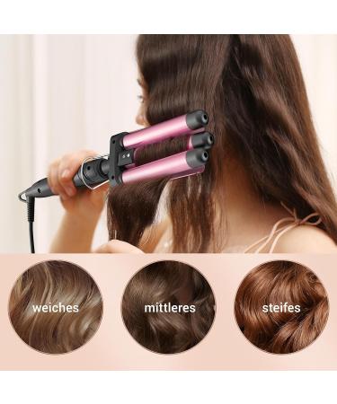 Buy Pink 3 Barrel Curling Iron for Beach Waves - Adjustable Fast Heating Wave Iron for Long & Short Hair - International Shipping Available - Buy Online on GoSupps.com