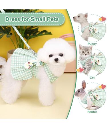 ABRRLO Cute Plaid Dog Dress Harness Leash Set for Small Medium Dog Cats Girl Green Summer Pet Clothes Bowknot Puppy Princess Dresses Holiday Party Costume Outfits Chihuahua Yorkie Clothing(Green M) Medium Green - Buy Online on GoSupps.com
