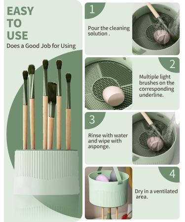 3 in 1 Silicone Makeup Brush Cleaner Bowl - Green | Brush Drying Rack & Storage for Brushes Sponges & Powder Puffs | Ideal Makeup Cleaning Tool - Buy Online on GoSupps.com