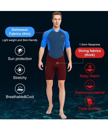 Aivtalk Adult 1.5mm Neoprene Shorty Wetsuit for Couple X-Large Men Blue - Summer Snorkeling & Diving Suit - Buy Online on GoSupps.com