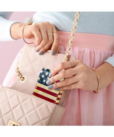 Travel Lipstick Organizer Case - Portable Makeup Bag with Mirror | Vintage American Flag Print - Buy Online on GoSupps.com
