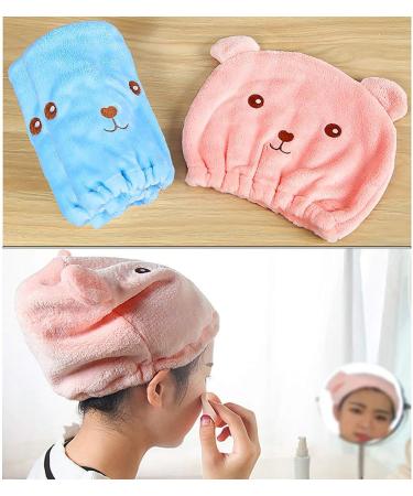Microfiber Hair Turban Wrap Set - Quick Dry Hair Towels for Women - Super Absorbent Bath Head Wraps in Pink & Blue - Buy Online on GoSupps.com