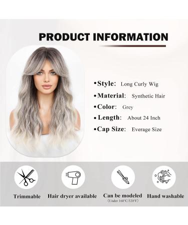 HAIRCUBE Long Grey Synthetic Hair Wig with Fringe for Women - Shop Now! - Buy Online on GoSupps.com