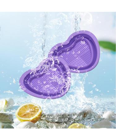 Silicone Makeup Brush Cleaner Bowl Heart Shape Silicone Make up Brush Cleaner - Foldable Brush Cleaning Pad for Travel Makeup Cleaning Tools Purple - Buy Online on GoSupps.com