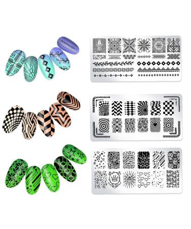 3pcs Nail Art Stamp Stencil Stamper Scraper Kit Manicure Stencils Nail Art Tools (OM-D10 Om-D11 Om-D12)